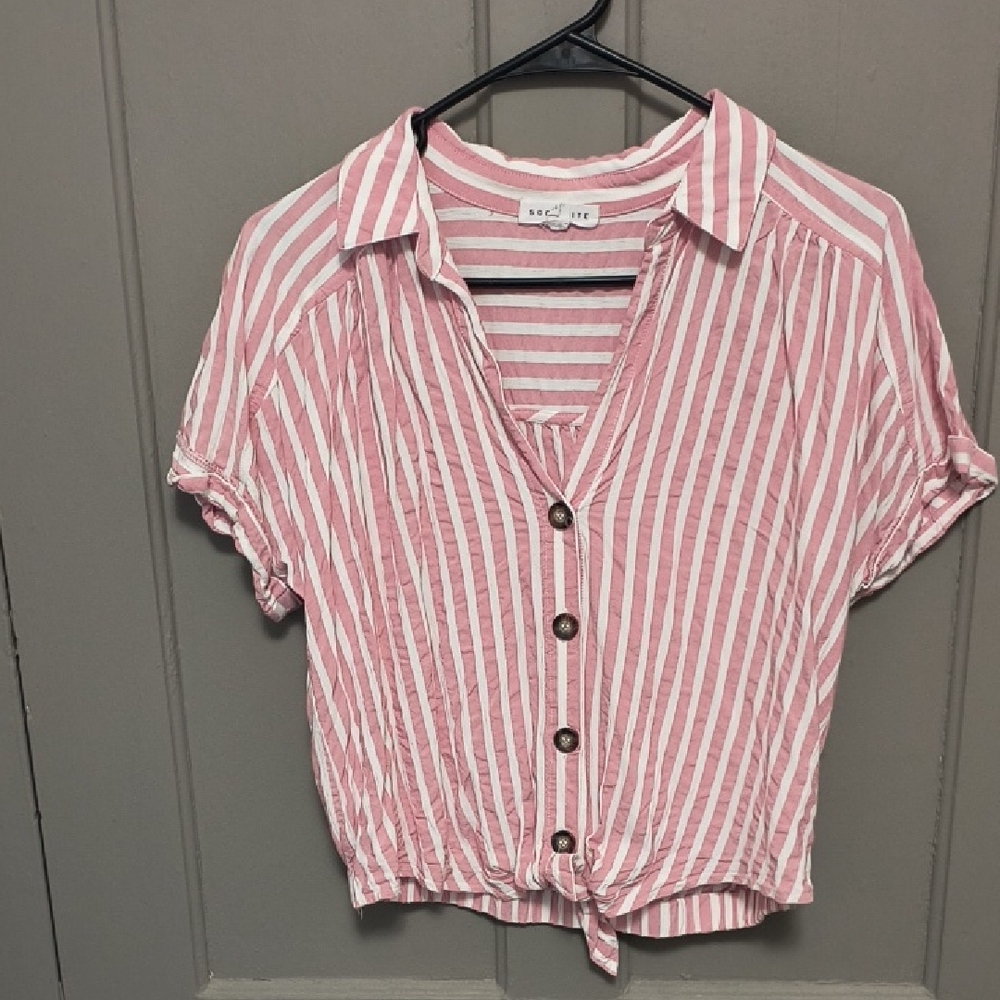 Socialite Pink and White Striped Button-Down Shirt